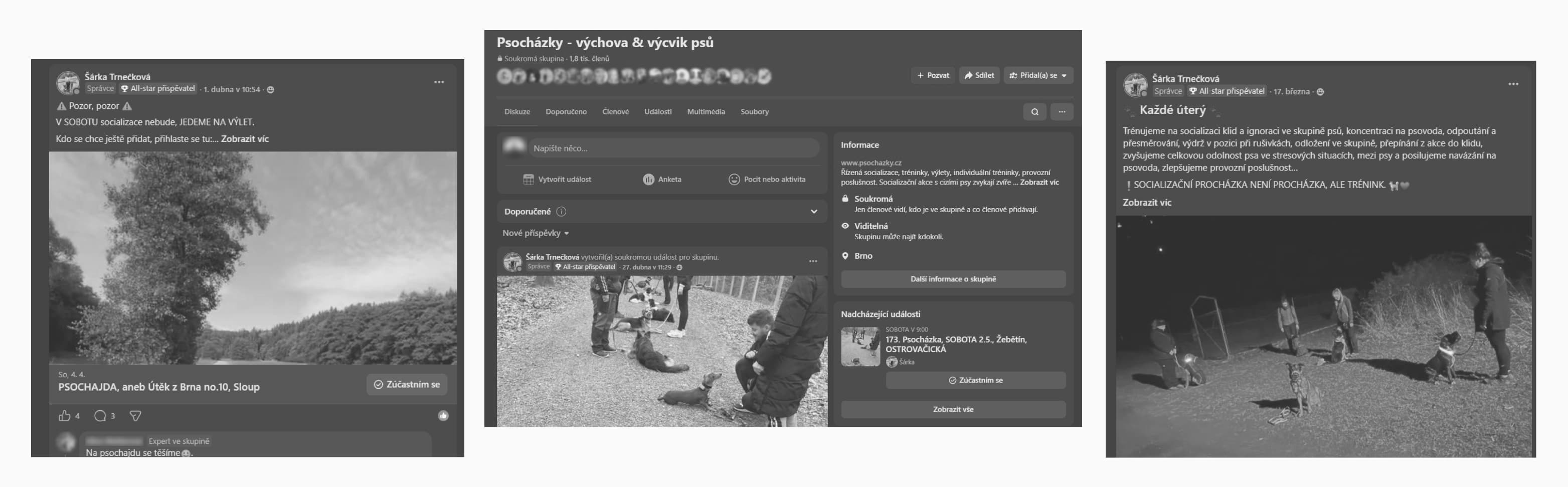 Psocházky - původní komunikace ve Facebook skupině